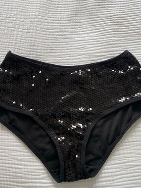 Urban Outfitters Black Sequin Sparkly High-Waist Briefs - Black